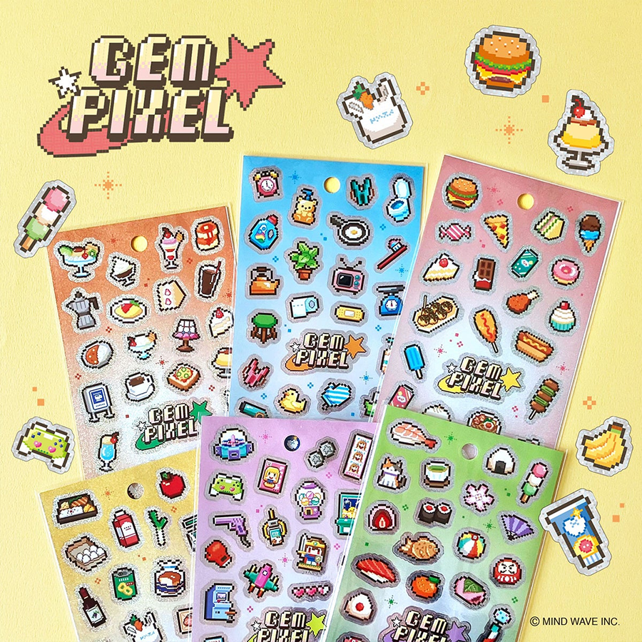 씰 마인드웨이브 젬 픽셀 홀로그램 도트 스티커 gem pixel 6종